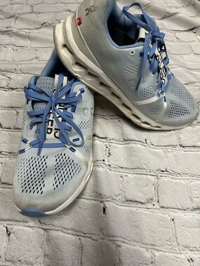 On Running Women's Running Shoes in Light Blue and White